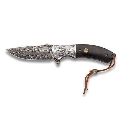 Couteau pliant ORNATED lame lisse en acier damassé