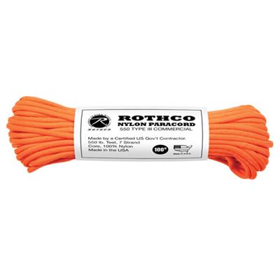 Cordelette PARACORD nylon 550LB ø 4 mm / 30 m ORANGE RÉFLÉCHISSANTE