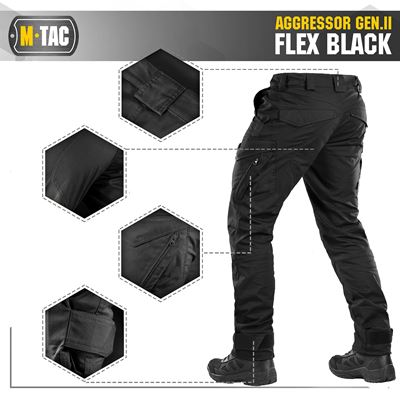 Pantalon tactique AGGRESSOR Gen.II Flex NOIR M-TAC 20058002 2