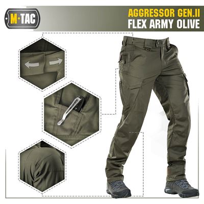 Pantalon tactique AGGRESSOR Gen.II Flex VERT M-TAC 20058062 22