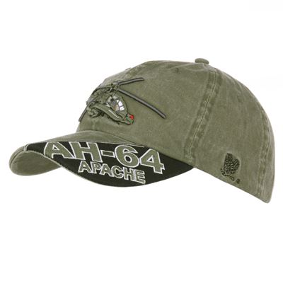 Casquette de baseball avec hélicoptère AH-64 APACHE VERTE