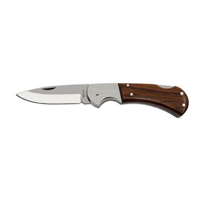 Couteau pliant SAVAGE INOX avec sécurité, manche en BOIS