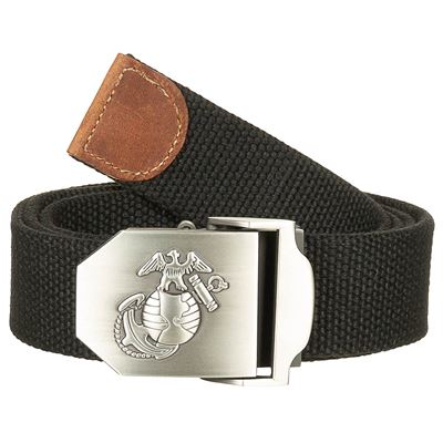Ceinture 4 cm avec boucle argentée USMC NOIRE