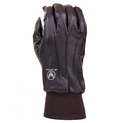 Gants de pilote Air Force en cuir avec bord-côte MARRON FOSTEX 228290 2
