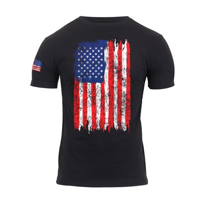 T-shirt DISTRESSED US drapeau coloré NOIR