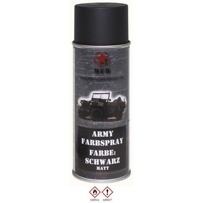 Peinture ARMY en spray 400 ml RAL 9021 NOIR MAT