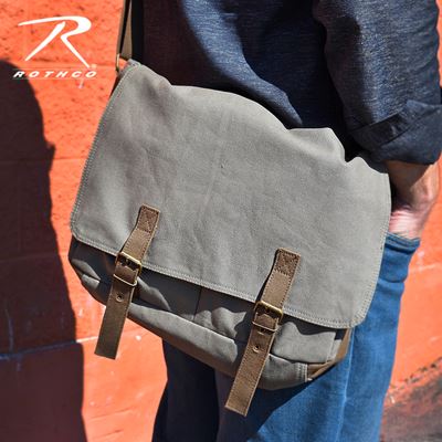 Sac MESSENGER DELUXE Vintage en toile VERTE ROTHCO 2759 2