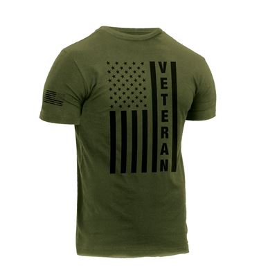 T-shirt VETERAN avec drapeau américain VERT ROTHCO 2793 2
