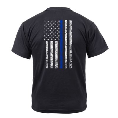 T-shirt THIN BLUE LINE US badge drapeau NOIR ROTHCO 2937 2