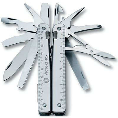 Pince multifonction SwissTool X ARGENT dans un étui en cuir