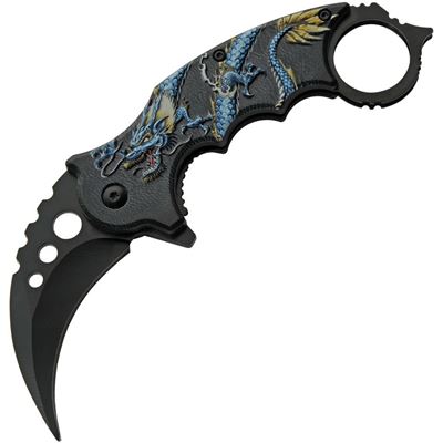 Couteau pliant DRAGON karambit BLEU