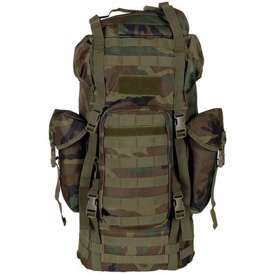 Sac à dos de combat MOLLE 65 l rembourré + renfort ALU WOODLAND MFH 30250T 2