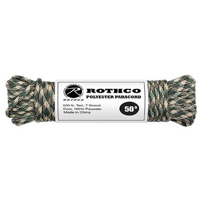 Cordon PARACORD polyester 550LB ø 4 mm / 15 m WOODLAND