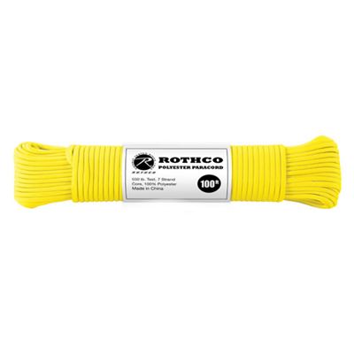 Cordelette PARACORD polyester 550LB ø 4 mm / 30 m JAUNE RÉFLÉCHISSANT