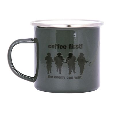Tasse COFFEE FIRST ! émaillée 300 ml VERTE
