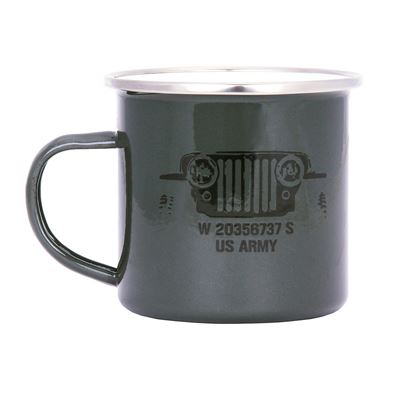 Tasse US ARMY JEEP émaillée 300 ml VERTE