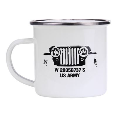 Tasse US ARMY JEEP émaillée 300 ml BLANCHE