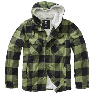 Veste LUMBER avec fourrure et capuche VERT/NOIR