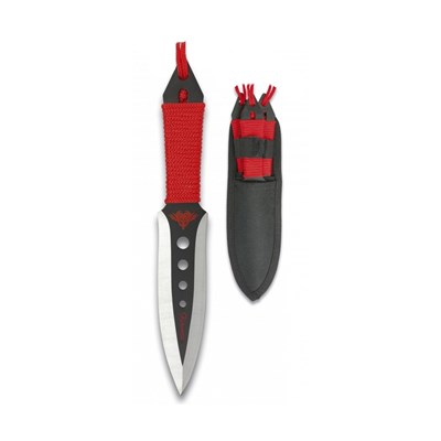 Set de 3 couteaux de lancer avec paracorde rouge