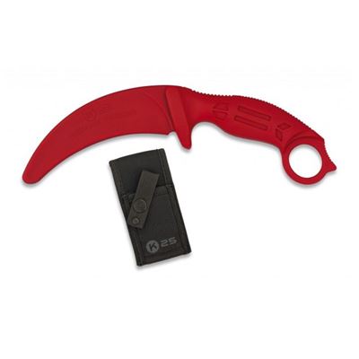 Couteau d'entraînement KARAMBIT en caoutchouc avec étui ROUGE