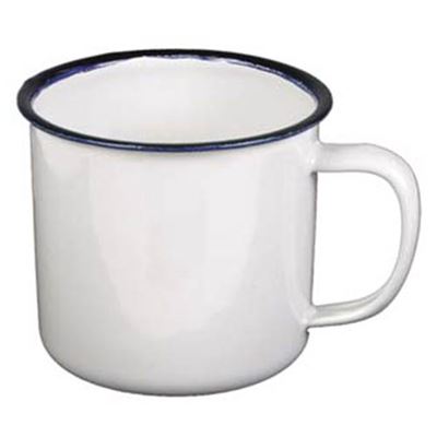 Tasse 0,3 l, diamètre 8 cm, émail BLANC, bord noir