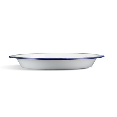 Assiette creuse diamètre 24 cm émail BLANC/BLEU