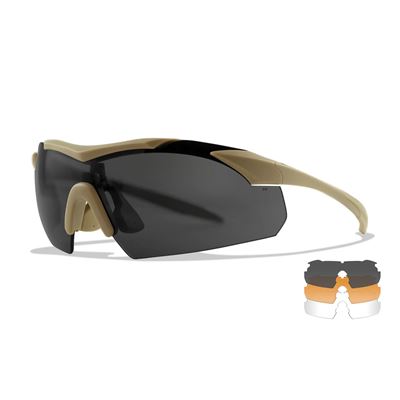Lunettes de tir WX VAPOR, lot de 3 verres, monture TAN