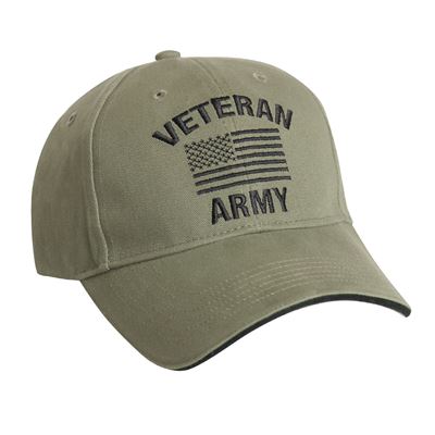 Casquette VINTAGE VETERAN ARMY avec drapeau américain VERT