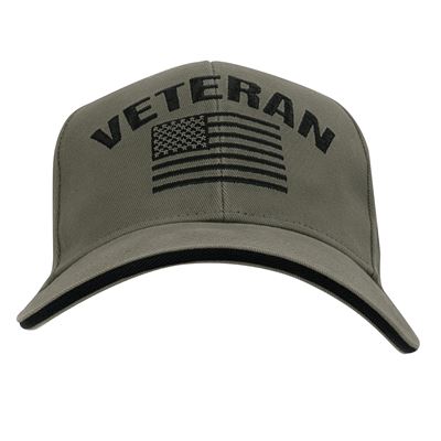 Casquette VINTAGE VETERAN avec drapeau américain VERT ROTHCO 3599 5