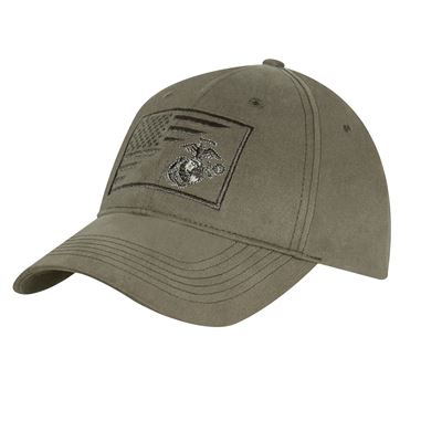 Casquette avec logo USMC brodé et drapeau américain VERT