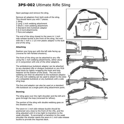Sangle d'arme 3PS à trois points NOIRE CONDOR OUTDOOR 3PS-002 2