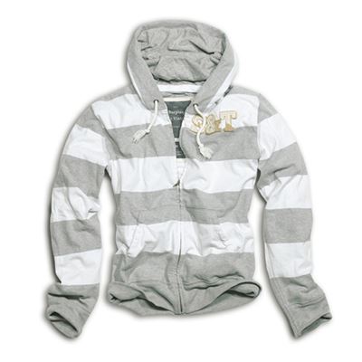 Sweat à capuche rayé HENLEY GRIS-BLANC