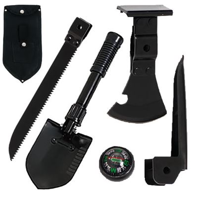 Pelle pliable 5 pièces avec accessoires NOIR