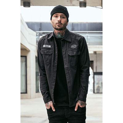 Chemise LUIS VINTAGE à manches longues NOIRE BRANDIT 4023-2 4