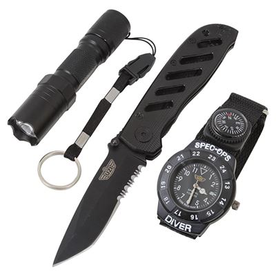 Ensemble UZI SPECIAL FORCES montre, couteau, lampe torche