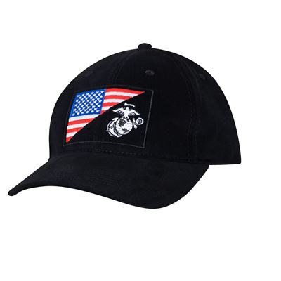 Casquette avec logo USMC brodé et drapeau américain NOIR