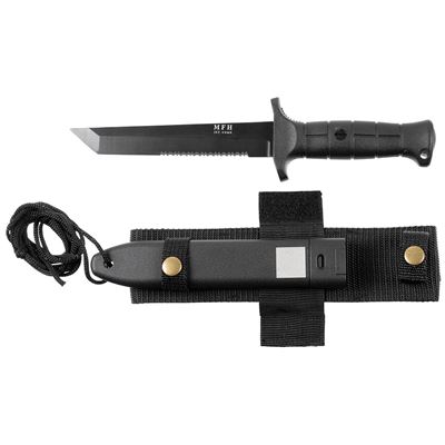Couteau de combat type KM2000 avec étui en plastique/nylon NOIR