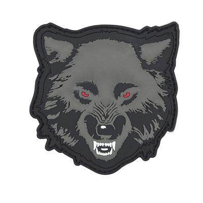 Écusson 3D en plastique LOUP aux yeux rouges velcro