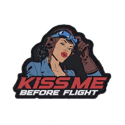 Écusson 3D en plastique KISS ME BEFORE FLIGHT velcro