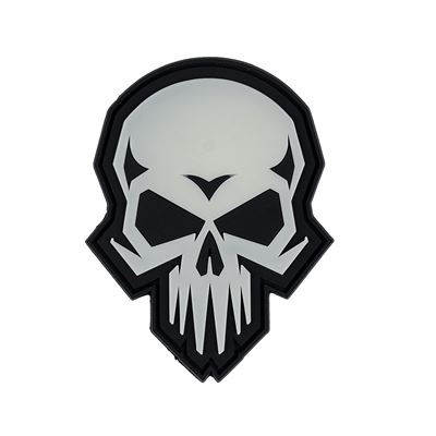 Écusson 3D en plastique PSYCHO SKULL velcro GLOW IN THE DARK