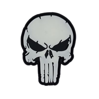 Écusson 3D en plastique PUNISH SKULL velcro GLOW IN THE DARK