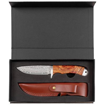 Couteau « Damas » manche en bois + étui en cuir FOX Outdoor 44921 3