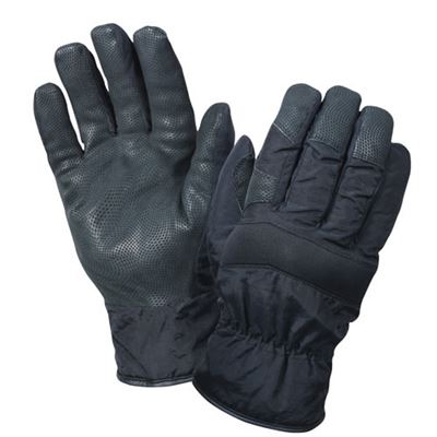 Gants d'hiver en nylon/cuir NOIRS