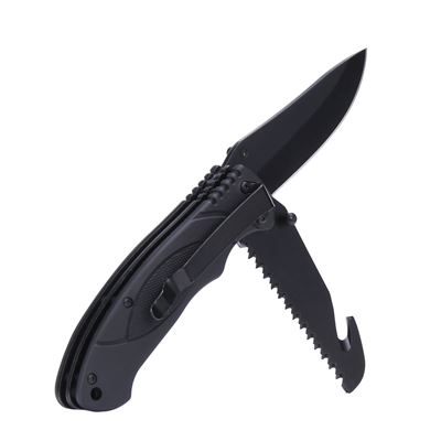 Couteau pliant BUSHCRAFT multifonctionnel NOIR