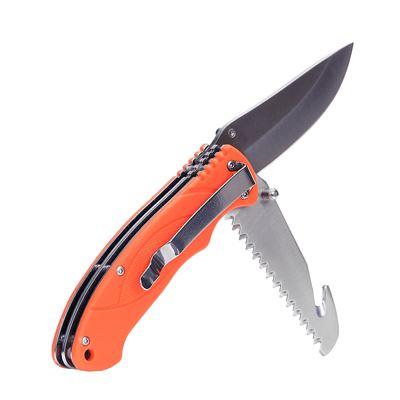 Couteau pliant BUSHCRAFT multifonction ORANGE