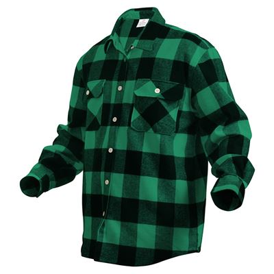 Chemise de bûcheron FLANNEL à carreaux VERTE ROTHCO 4739GRN 2