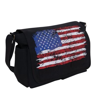 Sac DISTRESSED US drapeau en toile NOIR