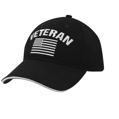 Casquette de baseball drapeau américain VETERAN NOIR