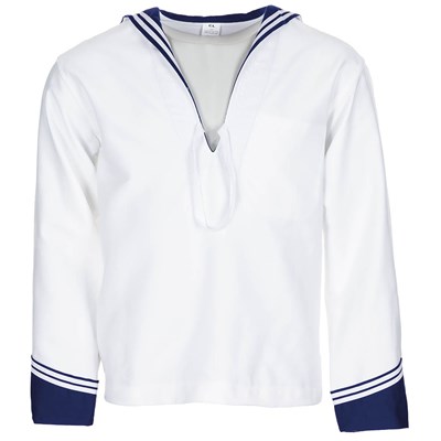 Chemise ITALIENNE marin BLANCHE avec col BLEU neuve