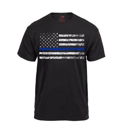T-shirt THIN BLUE LINE US drapeau NOIR